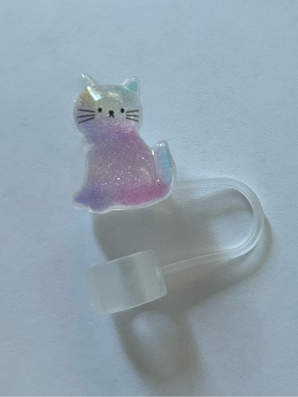 5/$20 Rainbow Glitter Cat Straw Topper NEW